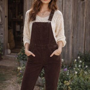 FREE PEOPLE Brown Corduroy Overalls  - XS